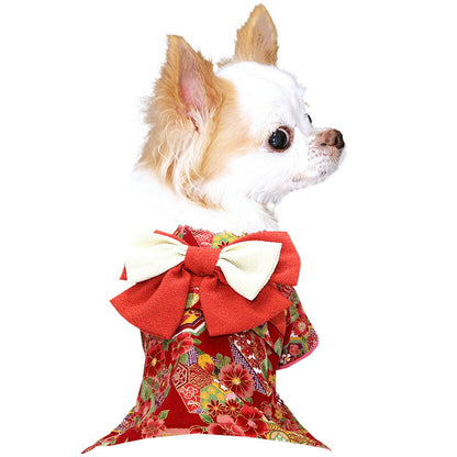 【犬服 犬 服 犬の服 秋服 冬服用】艶やか晴れ着 清花(きよか)《名入れ可能》《コサージュ別売》 【着物 お正月 初詣 年賀状 七五三 前開きドッグ ペット ウェア ダックス トイプードル チワワ タムベディ パピヨン】