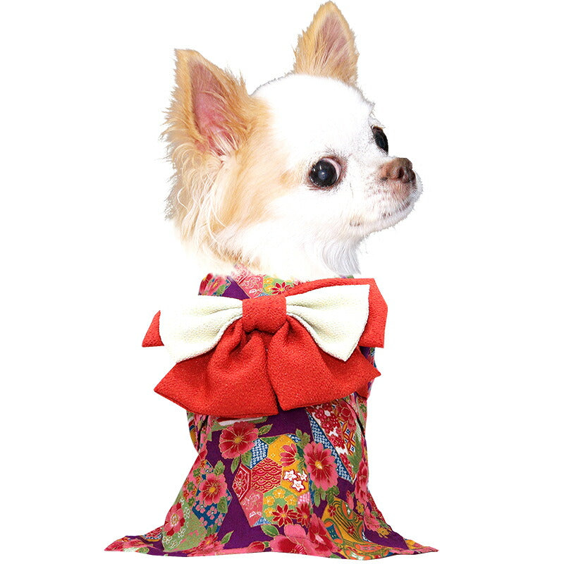 【犬服 犬 服 犬の服 秋服 冬服用】艶やか晴れ着 清花(きよか)《名入れ可能》《コサージュ別売》 【着物 お正月 初詣 年賀状 七五三 前開きドッグ ペット ウェア ダックス トイプードル チワワ タムベディ パピヨン】