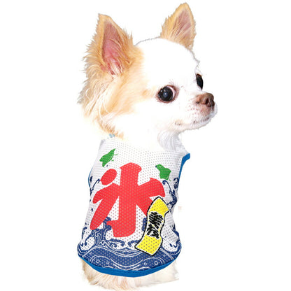 【犬服 犬 服 犬の服 夏服用】愛犬のお名前入り 氷メッシュシャツ【日本製 夏祭り 花火大会 和柄 和装 袖なし 涼しい 屋台 出店ドッグ ペット ウェア ダックス トイプードル チワワ タムベディ かわいい マルチーズ】(S/M/N/H/)