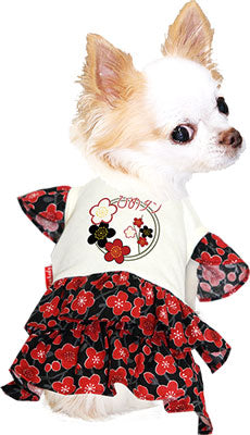 【犬服 犬 服 秋冬 犬の服 名入れ】愛犬のお名前入り 小梅日和 ワンピース【ドッグウェア ペット スマイル 花柄 和柄 梅 ぺット トイプードル チワワ ダックス かわいい パピヨン タムベディ】(H/)