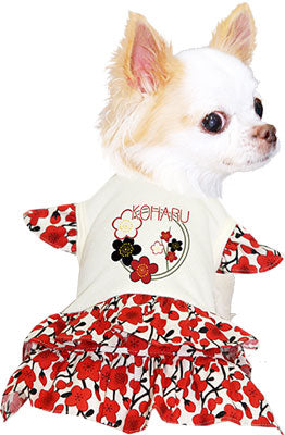 【犬服 犬 服 秋冬 犬の服 名入れ】愛犬のお名前入り 小梅日和 ワンピース【ドッグウェア ペット スマイル 花柄 和柄 梅 ぺット トイプードル チワワ ダックス かわいい パピヨン タムベディ】(H/)