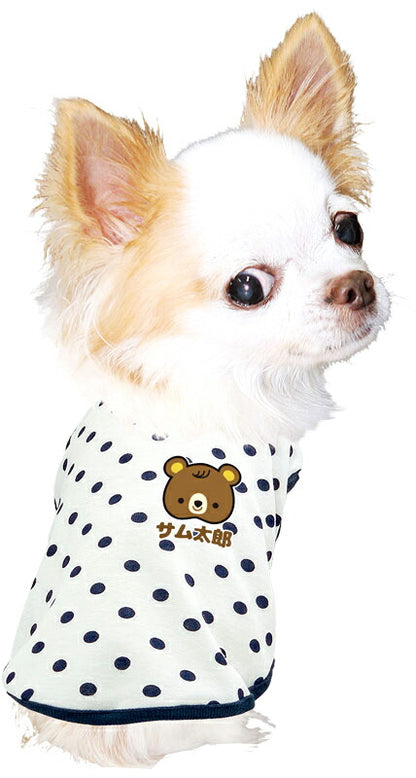【犬服 犬 服 犬の服 名入れ】愛犬のお名前入りくまちゃん水玉シャツ【ドッグウェア ベア ドット トイプードル チワワ ダックス おしゃれ ポメラニアン タムベディ】(O/SM/N/L/)