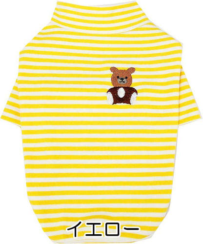 【犬服 犬 服 犬の服 春 夏用 秋】【名入れ可能】くまちゃんハイネックシャツ【ボーダー ベア ドッグ ペット ウェア ダックス トイプードル チワワ タムベディおしゃれ パグ】[CN]