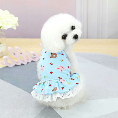 【犬 夏服 犬の服 春服用】くまとうさぎのキャミワンピース【ドッグウェア ベア ラビット 2段フリル レース ドッグ ペット ダックス トイプードル チワワ タムベディ パピヨン】[CN]