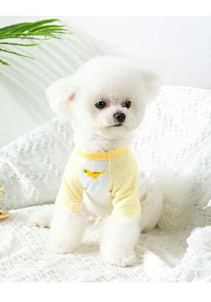 【犬 夏服 犬の服 春服用】《名入れ可能》恐竜のワンポイントシャツ【ドッグウェア ペット 袖あり ボーダー ダックス トイプードル チワワ おしゃれ パグ タムベディ】[CN][GI]