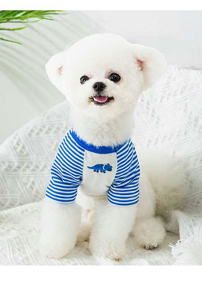 【犬 夏服 犬の服 春服用】《名入れ可能》恐竜のワンポイントシャツ【ドッグウェア ペット 袖あり ボーダー ダックス トイプードル チワワ おしゃれ パグ タムベディ】[CN][GI]