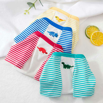 【犬 夏服 犬の服 春服用】《名入れ可能》恐竜のワンポイントシャツ【ドッグウェア ペット 袖あり ボーダー ダックス トイプードル チワワ おしゃれ パグ タムベディ】[CN][GI]