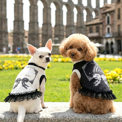 【犬服 犬の服 名入れ 春夏服 秋冬服用】愛犬のお名前入り レースドールワンピース【日本製 フリル レース 抜け毛対策 ドッグ ペット ウェア トイプードル チワワ タムベディ きれい ポメラニアン】(S/B/W/H/)