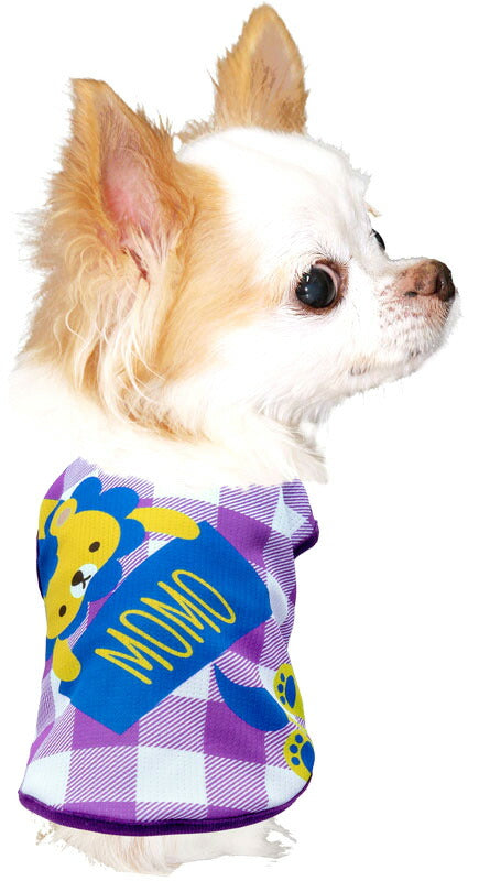 【犬 夏服 犬の服 名入れ 春服用】ひんやり 接触冷感素材 クール 愛犬のお名前入り ライオンボード 【チェック ドッグ ウェア ダックス トイプードル チワワ タムベディ おしゃれ】(S/B/N/H/)