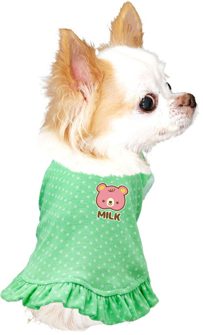 【犬服 犬 服 犬の服 ドッグウェア 名入れ 春 夏用】愛犬のお名前入りドット リトルピンクベアワンピース【くま 水玉 チワワ ダックス トイプードル かわいい マルチーズ タムベディ】(L/)