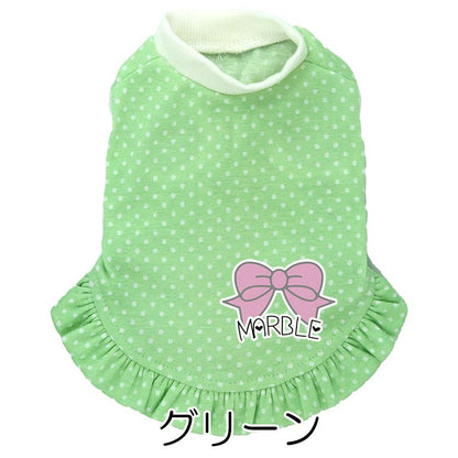 【犬服 犬 服 犬の服 名入れ 春服 夏服用】愛犬のお名前入り リトルリボンドットワンピース【水玉 パスエルカラードッグ ペット ウェア アウトレット ダックス トイプードル チワワ タムベディ】(L/)
