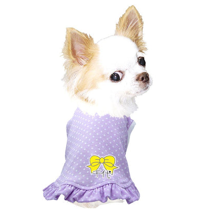 【犬服 犬 服 犬の服 名入れ 春服 夏服用】愛犬のお名前入り リトルリボンドットワンピース【水玉 パスエルカラードッグ ペット ウェア アウトレット ダックス トイプードル チワワ タムベディ】(L/)