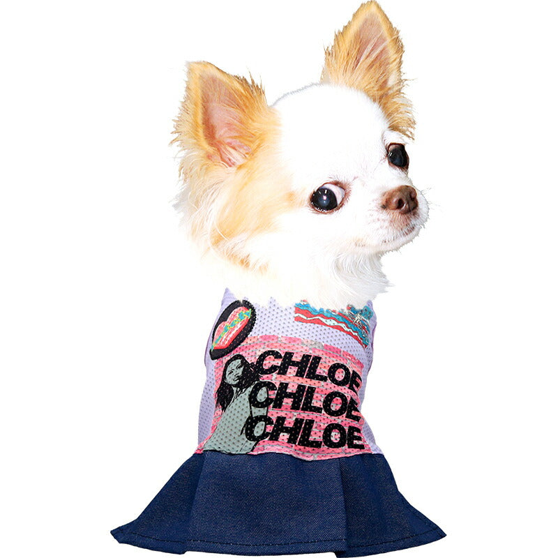 【犬服 犬 服 犬の服 名入れ 春服 夏服用】愛犬のお名前入り ロコガールワンピース【メッシュ デニム ハワイドッグ ペット ウェア ダックス トイプードル チワワ タムベディかわいい ヨークシャテリア】(S/M/W/H)