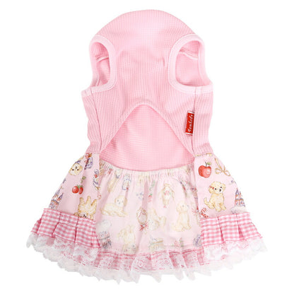 【犬服 犬 服 犬の服 名入れ 春服 夏服用】愛犬のお名前入り 接触冷感素材クール モンシェリー ワンピース【レース フリル 人気 女の子ドッグ ペット ウェア トイプードル チワワ タムベディかわいい ポメラニアン】(L/)