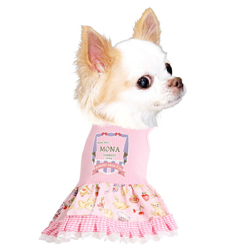 【犬服 犬 服 犬の服 名入れ 春服 夏服用】愛犬のお名前入り 接触冷感素材クール モンシェリー ワンピース【レース フリル 人気 女の子ドッグ ペット ウェア トイプードル チワワ タムベディかわいい ポメラニアン】(L/)