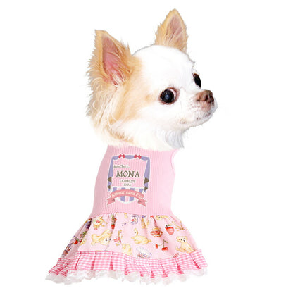 【犬服 犬 服 犬の服 名入れ 春服 夏服用】愛犬のお名前入り 接触冷感素材クール モンシェリー ワンピース【レース フリル 人気 女の子ドッグ ペット ウェア トイプードル チワワ タムベディかわいい ポメラニアン】(L/)