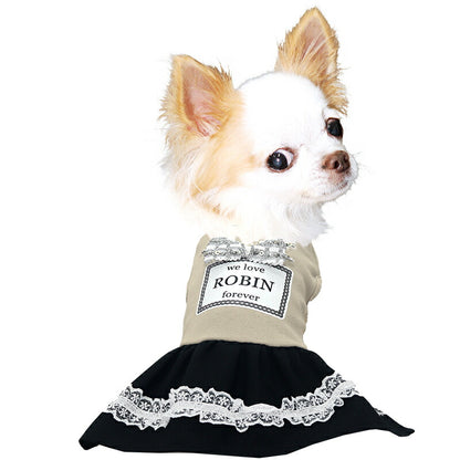 【犬服 犬 服 犬の服 秋服 冬服用】愛犬のお名前入り ラブフォーエバーワンピース【リボン キラキラ レース 日本製ドッグ ペット ウェア ダックス トイプードル チワワ タムベディきれい パピヨン】(O/F/W/L)