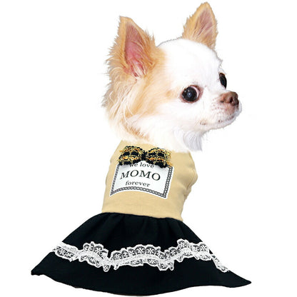 【犬服 犬 服 犬の服 秋服 冬服用】愛犬のお名前入り ラブフォーエバーワンピース【リボン キラキラ レース 日本製ドッグ ペット ウェア ダックス トイプードル チワワ タムベディきれい パピヨン】(O/F/W/L)