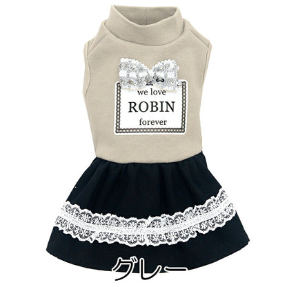 【犬服 犬 服 犬の服 秋服 冬服用】愛犬のお名前入り ラブフォーエバーワンピース【リボン キラキラ レース 日本製ドッグ ペット ウェア ダックス トイプードル チワワ タムベディきれい パピヨン】(O/F/W/L)