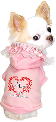 【犬服 犬 服 犬の服 名入れ】愛犬のお名前入り ラブガール パーカー【ドッグウェア ペット レース ピンク 女の子 ぺット トイプードル チワワ ダックス おしゃれ タムベディ】(O/F/RI/L/)