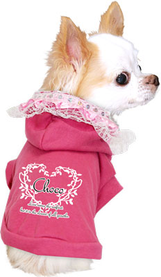 【犬服 犬 服 犬の服 名入れ】愛犬のお名前入り ラブガール パーカー【ドッグウェア ペット レース ピンク 女の子 ぺット トイプードル チワワ ダックス おしゃれ タムベディ】(O/F/RI/L/)