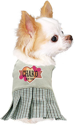 【犬服 犬 服 犬の服 名入れ】愛犬のお名前入り ラブニューヨークワンピース【ドッグウェア ペット チェック 女の子 トイプードル チワワ ダックス おしゃれ ヨーキー タムベディ】(L/)