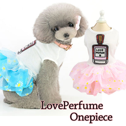 【犬 夏服 犬の服 春服用】ラブパフュームワンピース【ドッグウェア 花柄 チュール 香水 ドッグ ペット アウトレット ダックス トイプードル チワワ タムベディかわいい マルチーズ】[CN][GI]