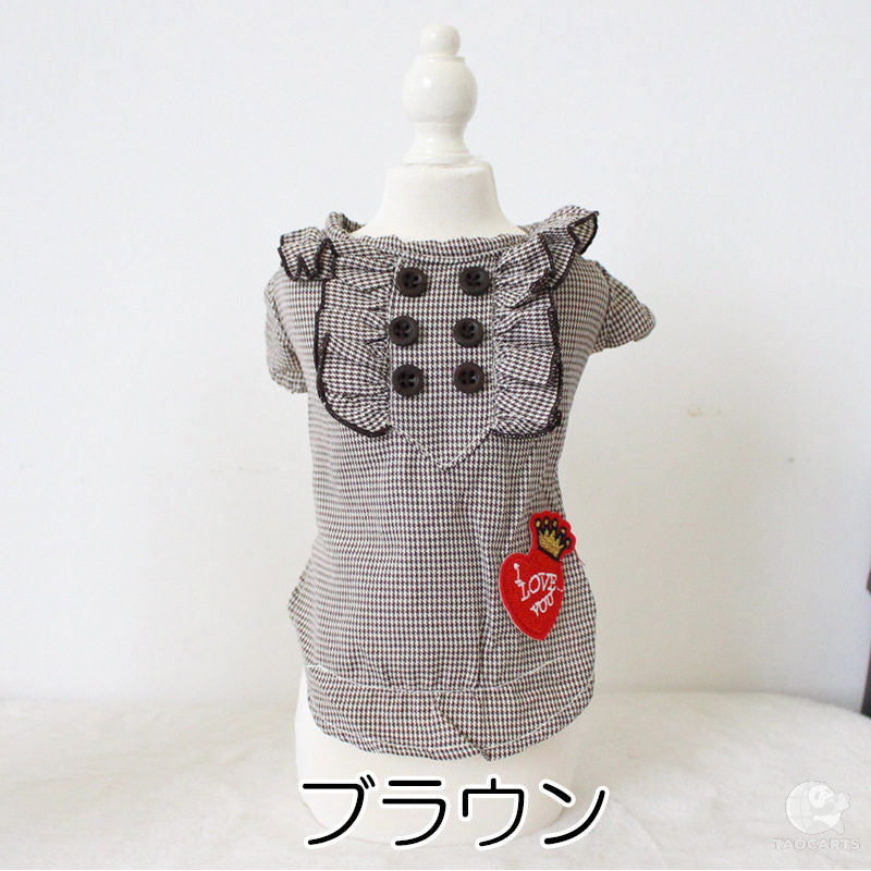 【犬服 犬 服 犬の服 冬服 秋服用】ラブユーフリルシャツ【前開きボタンドッグ ペット ウェア アウトレット ダックス トイプードル チワワ タムベディかっこいい マルチーズ】[CN]