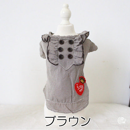 【犬服 犬 服 犬の服 冬服 秋服用】ラブユーフリルシャツ【前開きボタンドッグ ペット ウェア アウトレット ダックス トイプードル チワワ タムベディかっこいい マルチーズ】[CN]