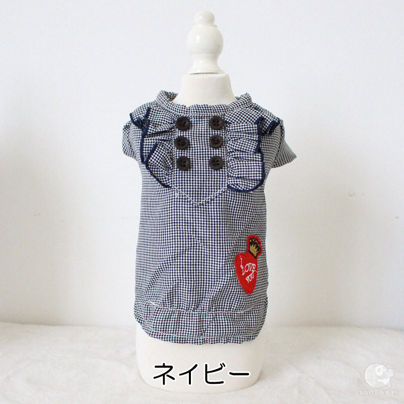 【犬服 犬 服 犬の服 冬服 秋服用】ラブユーフリルシャツ【前開きボタンドッグ ペット ウェア アウトレット ダックス トイプードル チワワ タムベディかっこいい マルチーズ】[CN]