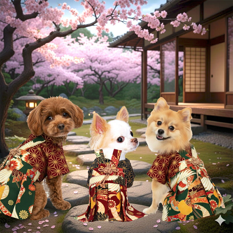 【着物 犬 服 犬の服 秋服 冬服用】男振り袴 万華(まんげ)《名入れ可能》【日本製 和柄 お正月 初詣 七五三 はかまドッグ ペット ウェア ダックス トイプードル チワワ タムベディ おしゃれ パピヨン】