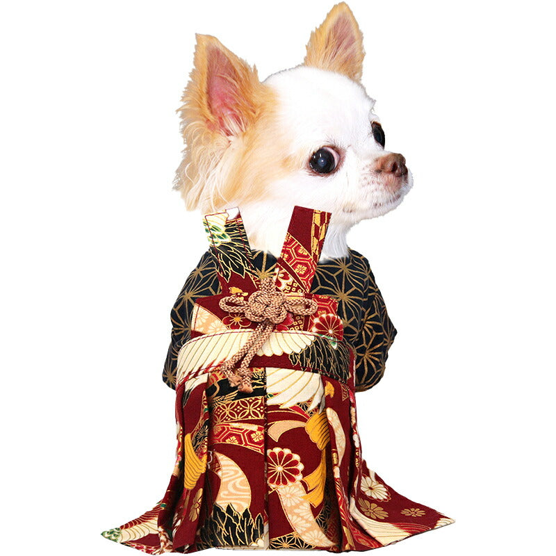 【着物 犬 服 犬の服 秋服 冬服用】男振り袴 万華(まんげ)《名入れ可能》【日本製 和柄 お正月 初詣 七五三 はかまドッグ ペット ウェア ダックス トイプードル チワワ タムベディ おしゃれ パピヨン】