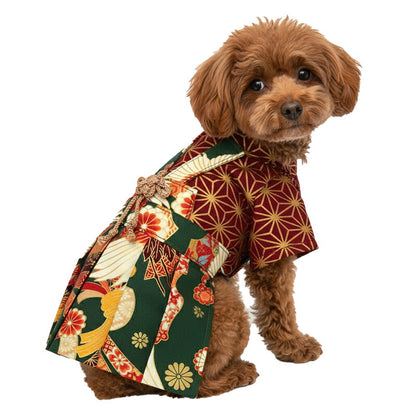 【着物 犬 服 犬の服 秋服 冬服用】男振り袴 万華(まんげ)《名入れ可能》【日本製 和柄 お正月 初詣 七五三 はかまドッグ ペット ウェア ダックス トイプードル チワワ タムベディ おしゃれ パピヨン】