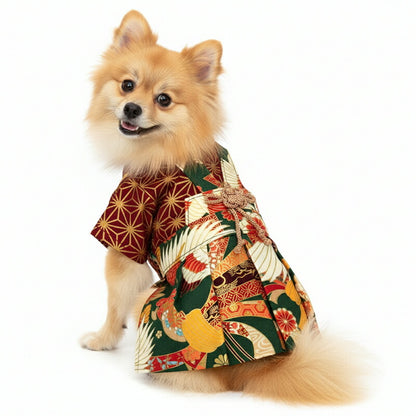 【着物 犬 服 犬の服 秋服 冬服用】男振り袴 万華(まんげ)《名入れ可能》【日本製 和柄 お正月 初詣 七五三 はかまドッグ ペット ウェア ダックス トイプードル チワワ タムベディ おしゃれ パピヨン】