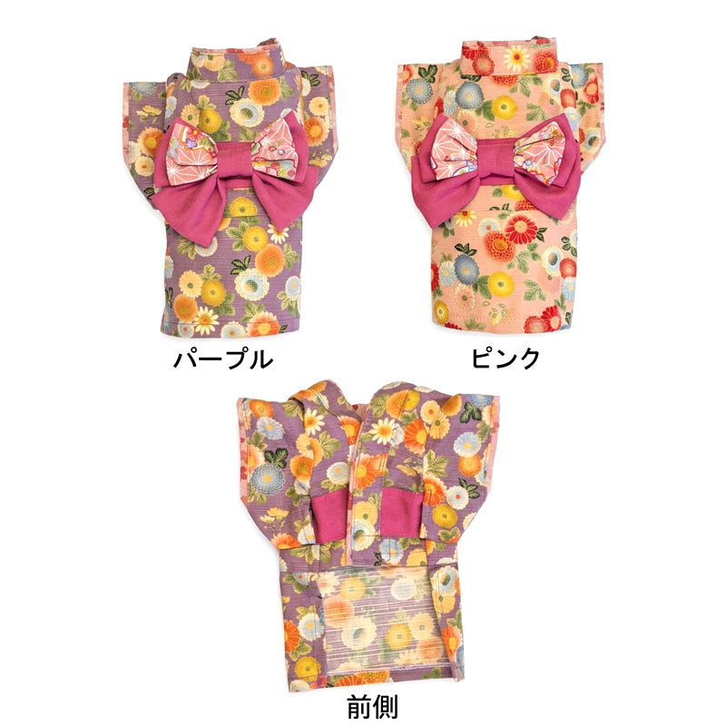 【犬服 着物 犬 服 犬の服 秋服 冬服用】艶やか晴れ着 鞠月(まりづき)《名入れ可能》《コサージュ別売》【日本製 和柄 正月 年賀状 初詣 花柄 ドッグ ペット ウェア ダックス トイプードル チワワ タムベディ セール】