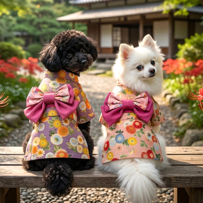 【犬服 着物 犬 服 犬の服 秋服 冬服用】艶やか晴れ着 鞠月(まりづき)《名入れ可能》《コサージュ別売》【日本製 和柄 正月 年賀状 初詣 花柄 ドッグ ペット ウェア ダックス トイプードル チワワ タムベディ セール】