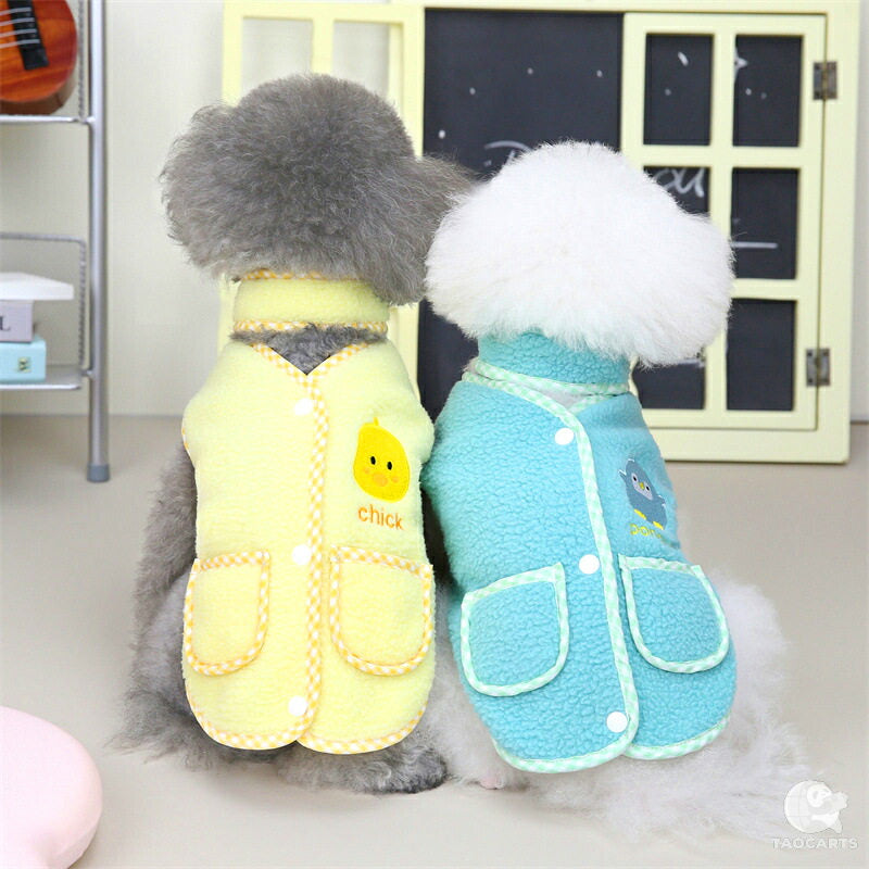 【犬服 犬 服 犬の服 秋服 冬服用】マフラー付きボアシャツ【ひよこ クマ ペンギン 前開き 裏起毛ドッグ ペット ウェア ダックス トイプードル チワワ タムベディキュート ヨーキー 】[CN][GI]