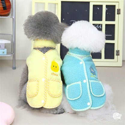 【犬服 犬 服 犬の服 秋服 冬服用】マフラー付きボアシャツ【ひよこ クマ ペンギン 前開き 裏起毛ドッグ ペット ウェア ダックス トイプードル チワワ タムベディキュート ヨーキー 】[CN][GI]