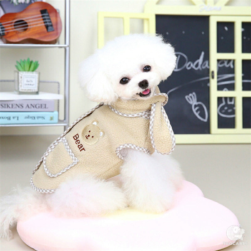 【犬服 犬 服 犬の服 秋服 冬服用】マフラー付きボアシャツ【ひよこ クマ ペンギン 前開き 裏起毛ドッグ ペット ウェア ダックス トイプードル チワワ タムベディキュート ヨーキー 】[CN][GI]