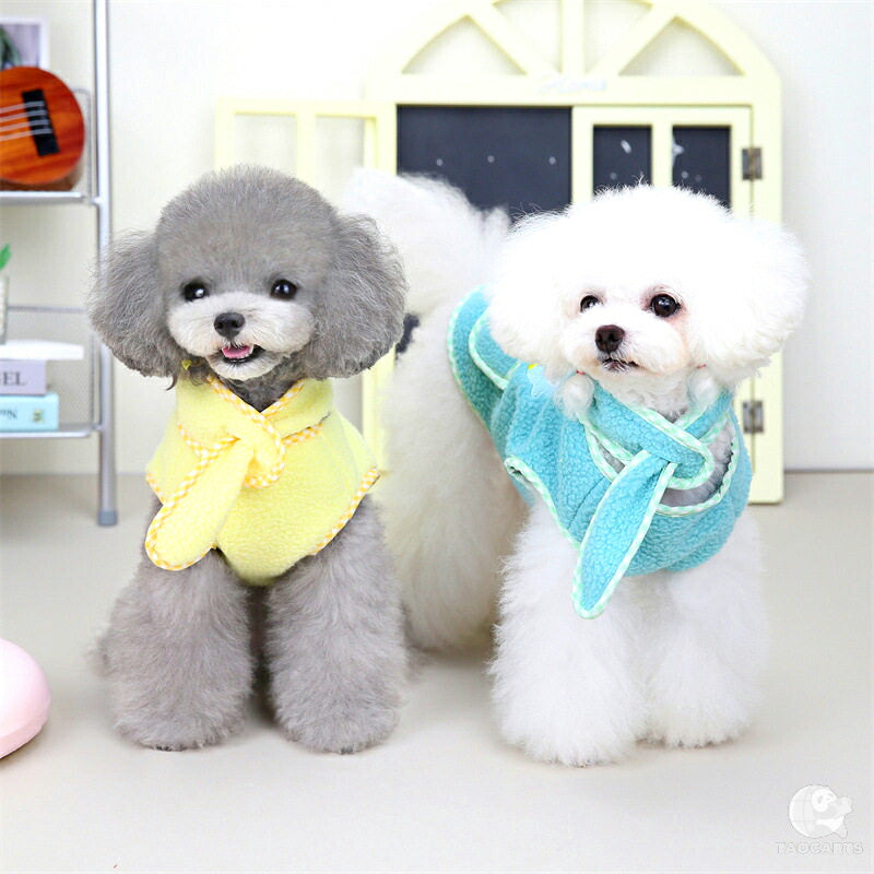 【犬服 犬 服 犬の服 秋服 冬服用】マフラー付きボアシャツ【ひよこ クマ ペンギン 前開き 裏起毛ドッグ ペット ウェア ダックス トイプードル チワワ タムベディキュート ヨーキー 】[CN][GI]