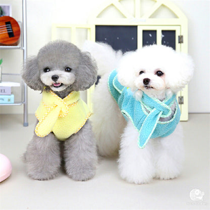 【犬服 犬 服 犬の服 秋服 冬服用】マフラー付きボアシャツ【ひよこ クマ ペンギン 前開き 裏起毛ドッグ ペット ウェア ダックス トイプードル チワワ タムベディキュート ヨーキー 】[CN][GI]