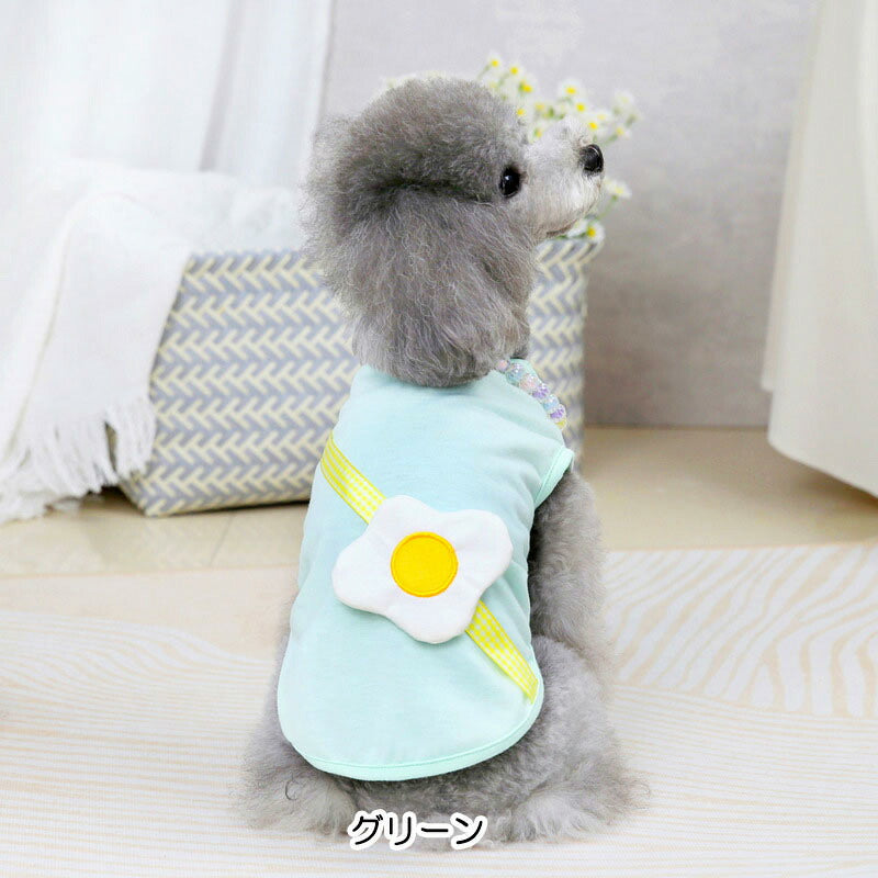 【犬 夏服 犬の服 春服用】目玉焼きシャツ【ドッグウェア たまご モチーフ ノースリーブ ドッグ ペット アウトレット ダックス トイプードル チワワ タムベディおもしろい シーズー】[CN]