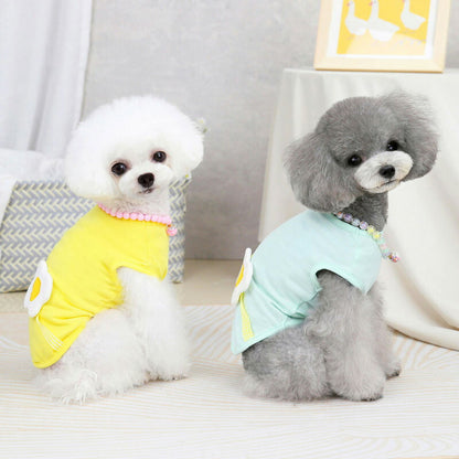 【犬 夏服 犬の服 春服用】目玉焼きシャツ【ドッグウェア たまご モチーフ ノースリーブ ドッグ ペット アウトレット ダックス トイプードル チワワ タムベディおもしろい シーズー】[CN]