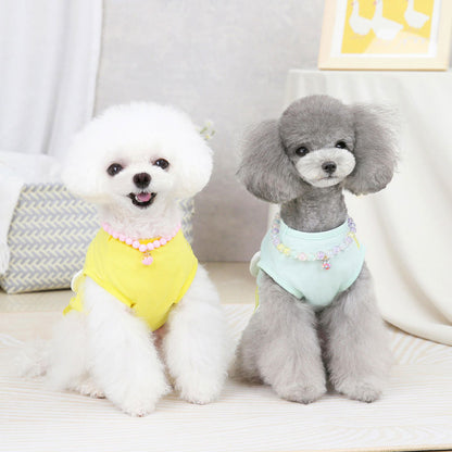 【犬 夏服 犬の服 春服用】目玉焼きシャツ【ドッグウェア たまご モチーフ ノースリーブ ドッグ ペット アウトレット ダックス トイプードル チワワ タムベディおもしろい シーズー】[CN]