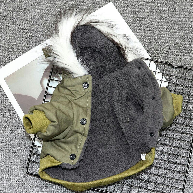 【犬服 犬 服 犬の服 秋服 冬服用】あったかボアのミリタリーコート【アウター ドッグウェア 裏起毛 前開き ポケット ドッグ ペット ダックス トイプードル チワワ タムベディかっこいい シーズー】【202110】[CN]