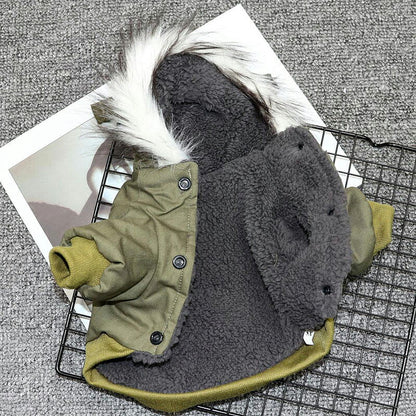 【犬服 犬 服 犬の服 秋服 冬服用】あったかボアのミリタリーコート【アウター ドッグウェア 裏起毛 前開き ポケット ドッグ ペット ダックス トイプードル チワワ タムベディかっこいい シーズー】【202110】[CN]
