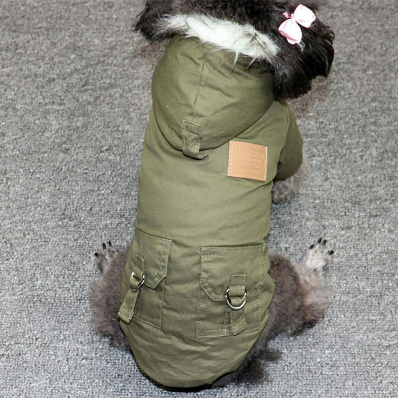 【犬服 犬 服 犬の服 秋服 冬服用】あったかボアのミリタリーコート【アウター ドッグウェア 裏起毛 前開き ポケット ドッグ ペット ダックス トイプードル チワワ タムベディかっこいい シーズー】【202110】[CN]