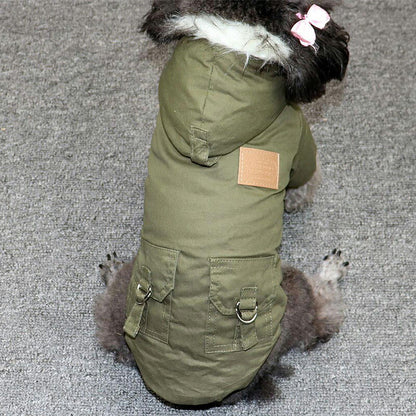 【犬服 犬 服 犬の服 秋服 冬服用】あったかボアのミリタリーコート【アウター ドッグウェア 裏起毛 前開き ポケット ドッグ ペット ダックス トイプードル チワワ タムベディかっこいい シーズー】【202110】[CN]