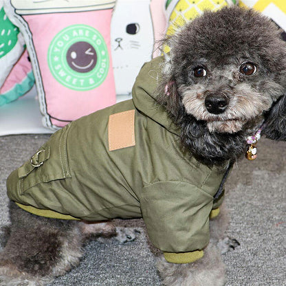 【犬服 犬 服 犬の服 秋服 冬服用】あったかボアのミリタリーコート【アウター ドッグウェア 裏起毛 前開き ポケット ドッグ ペット ダックス トイプードル チワワ タムベディかっこいい シーズー】【202110】[CN]
