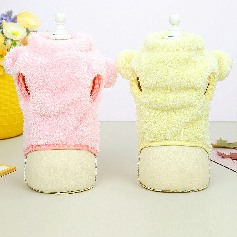 【犬服 犬 服 犬の服 秋服 冬服用】耳がかわいいベアボア【くま ふわふわ 防寒 パステルカラードッグ ペット ウェア ダックス トイプードル チワワ タムベディかわいい ヨークシャー】[CN]